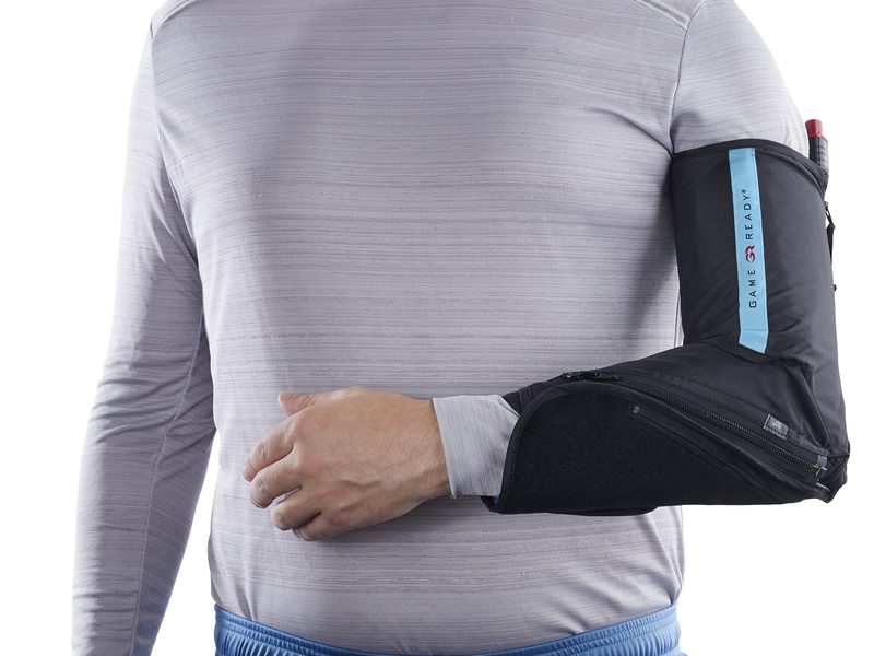 Photo of the flexed elbow wrap being worn