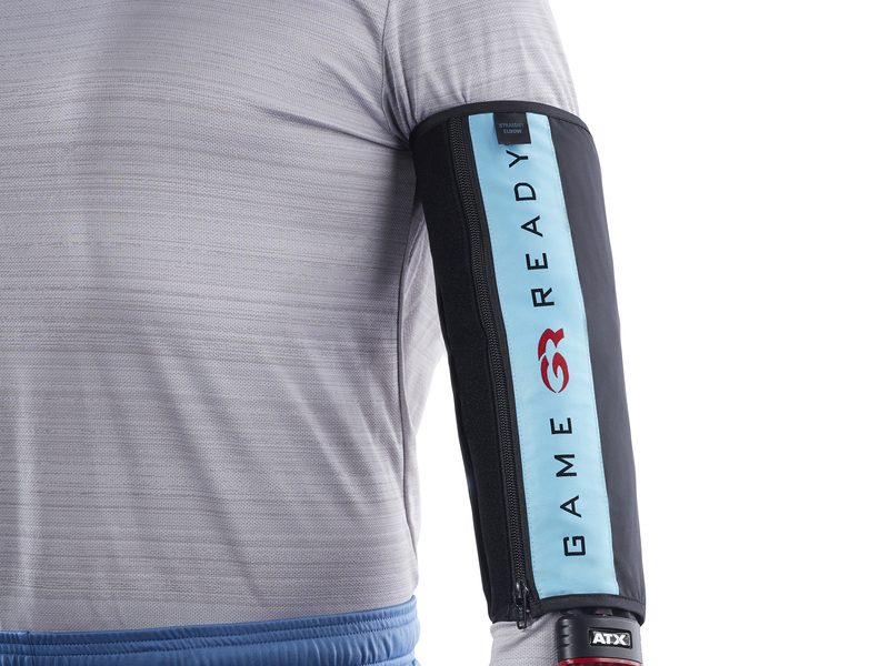 Photo of the straight elbow wrap being worn