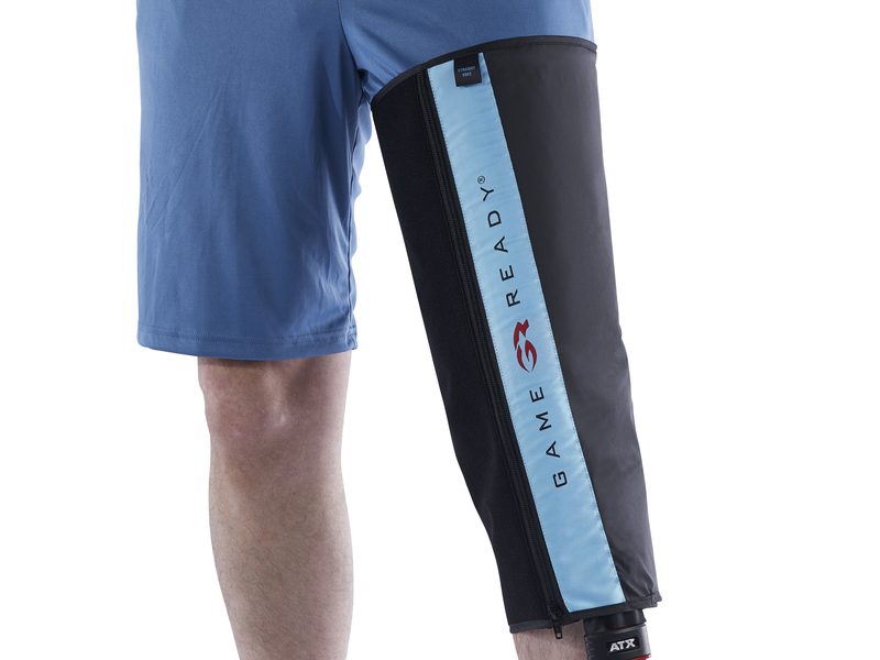 Photo of the straight knee wrap being worn
