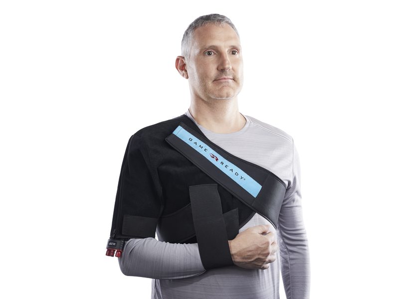 Photo of the shoulder wrap being worn